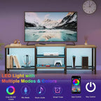Mobile TV industriale da 67 pollici, ripiani aperti, mobile consolle in legno con struttura in metallo, tavolino console multimediale moderno, per soggiorno