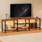 Mobile TV industriale da 67 pollici, ripiani aperti, mobile consolle in legno con struttura in metallo, tavolino console multimediale moderno, per soggiorno