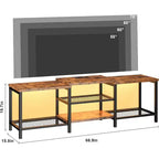Mobile TV industriale da 67 pollici, ripiani aperti, mobile consolle in legno con struttura in metallo, tavolino console multimediale moderno, per soggiorno