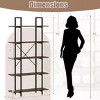 Libreria a 5 Ripiani Alta 157 cm, Scaffale Industriale Vintage con Ripiani a Giorno, Confezione da 1 o 2 Pezzi