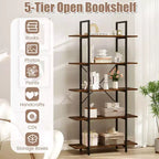Libreria a 5 Ripiani Alta 157 cm, Scaffale Industriale Vintage con Ripiani a Giorno, Confezione da 1 o 2 Pezzi