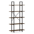 Libreria a 5 Ripiani Alta 157 cm, Scaffale Industriale Vintage con Ripiani a Giorno, Confezione da 1 o 2 Pezzi