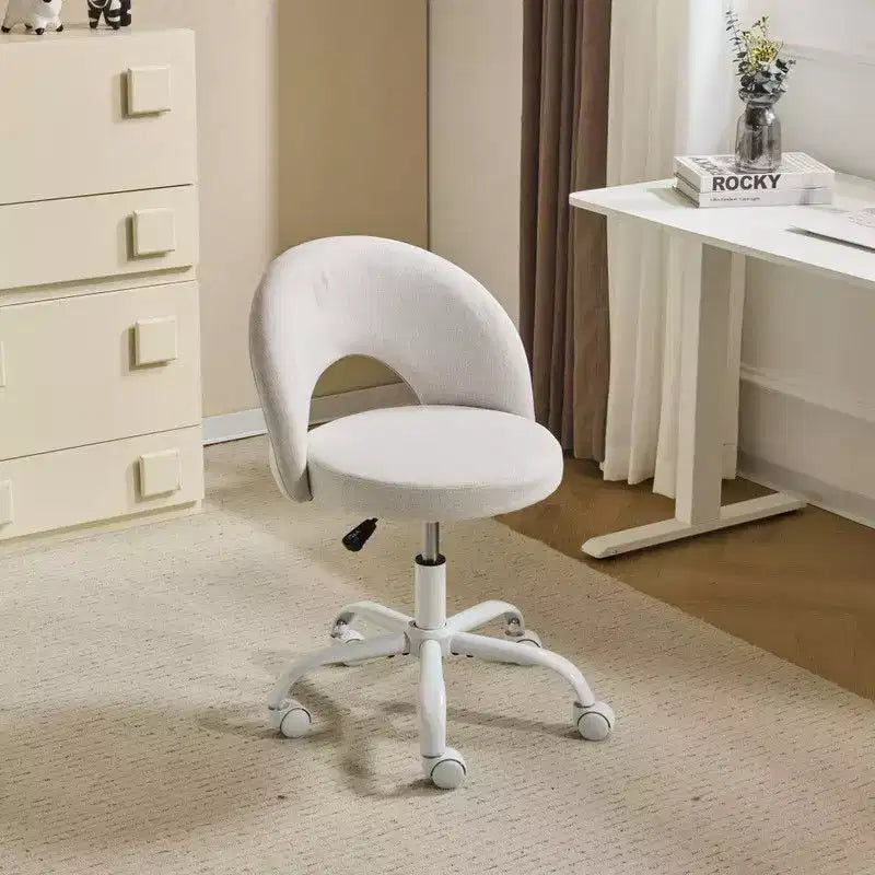 Sedia da ufficio girevole imbottita in cotone e lino giallo chiaro da 24" L