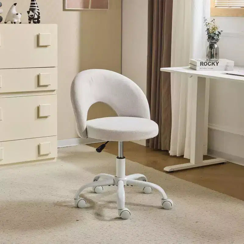 Sedia da ufficio girevole imbottita in cotone e lino giallo chiaro da 24" L