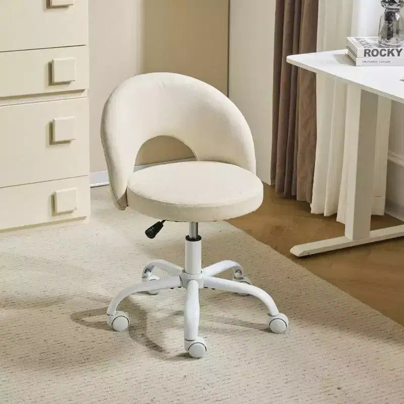 Sedia da ufficio girevole imbottita in cotone e lino giallo chiaro da 24" L