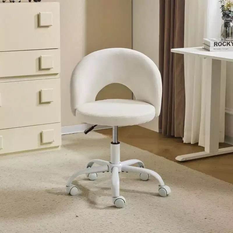 Sedia da ufficio girevole imbottita in cotone e lino giallo chiaro da 24" L