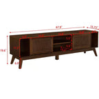 Mobile TV in legno e rattan con 2 ante scorrevoli - Stile Mid-Century Modern - 67.9