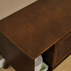Mobile TV in legno e rattan con 2 ante scorrevoli - Stile Mid-Century Modern - 67.9