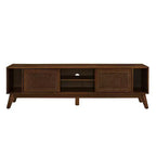 Mobile TV in legno e rattan con 2 ante scorrevoli - Stile Mid-Century Modern - 67.9