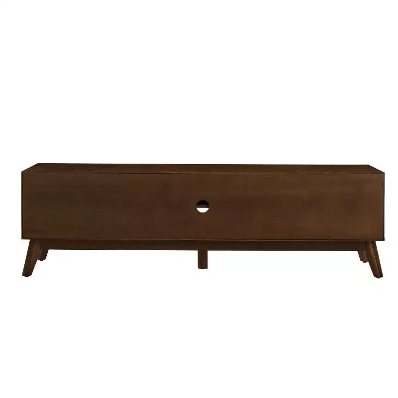 Mobile TV in legno e rattan con 2 ante scorrevoli - Stile Mid-Century Modern - 67.9