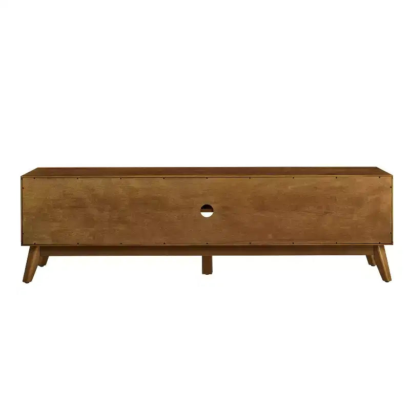 Mobile TV in legno e rattan con 2 ante scorrevoli - Stile Mid-Century Modern - 67.9