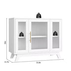Mobile buffet con contenitore, credenza da 90 cm con ante in vetro scanalato, stazione caffè retrò con ripiano regolabile, bianco