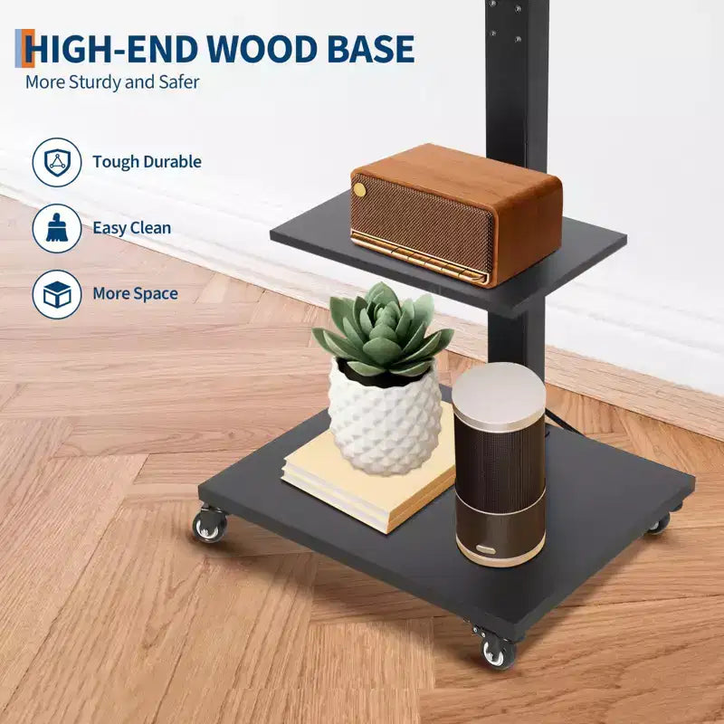 Carrello TV Mobile con Presa di Corrente - Inclinabile e Girevole a 360°, Regolabile in Altezza su Ruote per TV da 32-75 Pollici, Capacità Fino a 50 kg
