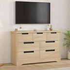 Cassettiera a 7 cassetti per camera da letto, Comò doppio moderno naturale con maniglie integrate, Cassettiera in legno per soggiorno, corridoio