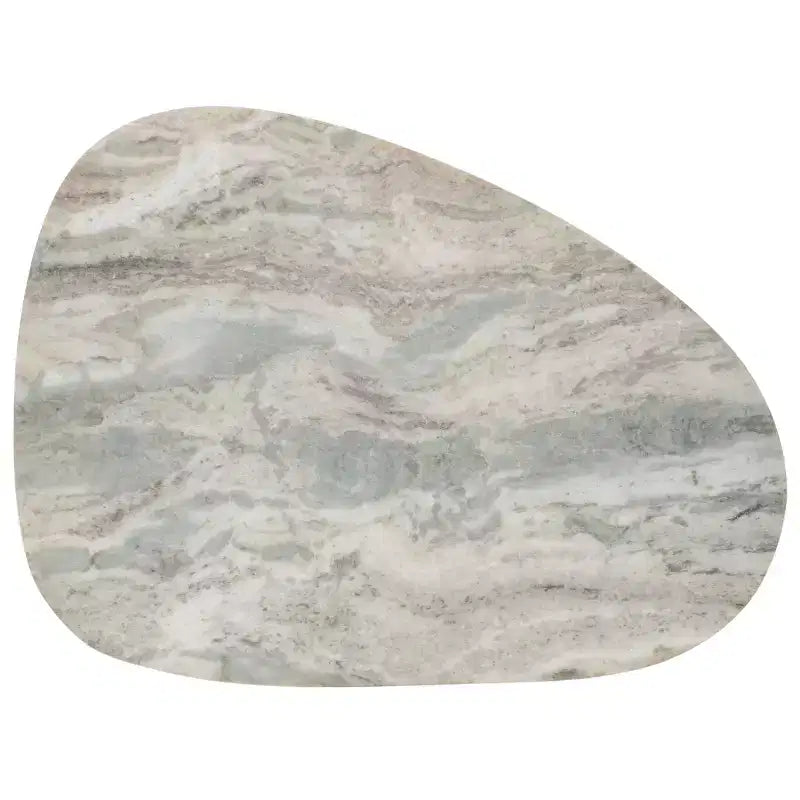 Tavolino medio in marmo, Marmo bianco sporco/Noce