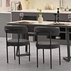 Set di 2 sedie da pranzo in bouclé, schienale curvo e seduta rotonda imbottita in stile Mid-Century, accoglienti sedie da cucina per soggiorno moderno e appartamento