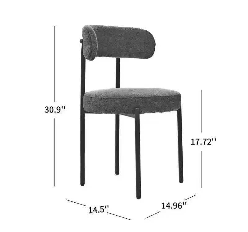Set di 2 sedie da pranzo in bouclé, schienale curvo e seduta rotonda imbottita in stile Mid-Century, accoglienti sedie da cucina per soggiorno moderno e appartamento