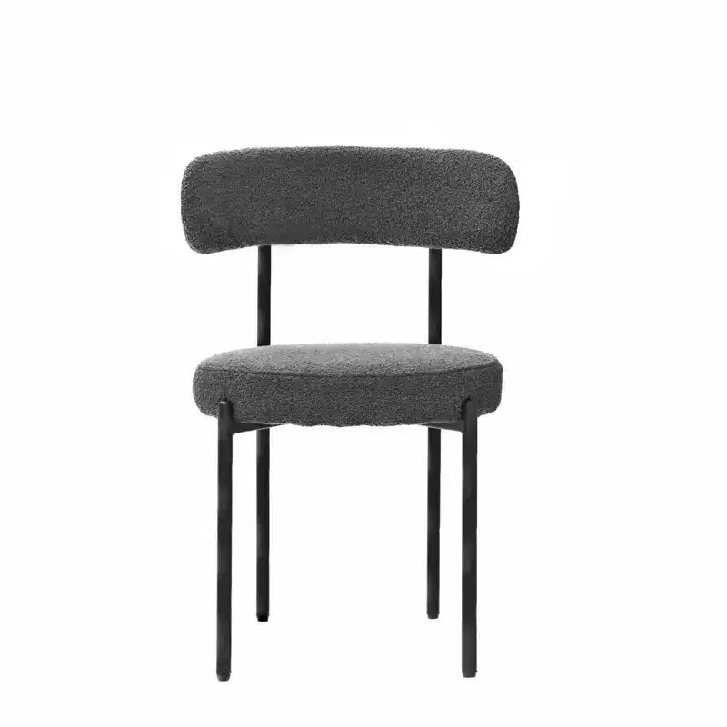 Set di 2 sedie da pranzo in bouclé, schienale curvo e seduta rotonda imbottita in stile Mid-Century, accoglienti sedie da cucina per soggiorno moderno e appartamento