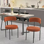 Set di 2 sedie da pranzo in bouclé, schienale curvo e seduta rotonda imbottita in stile Mid-Century, accoglienti sedie da cucina per soggiorno moderno e appartamento