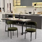 Set di 2 sedie da pranzo in bouclé, schienale curvo e seduta rotonda imbottita in stile Mid-Century, accoglienti sedie da cucina per soggiorno moderno e appartamento