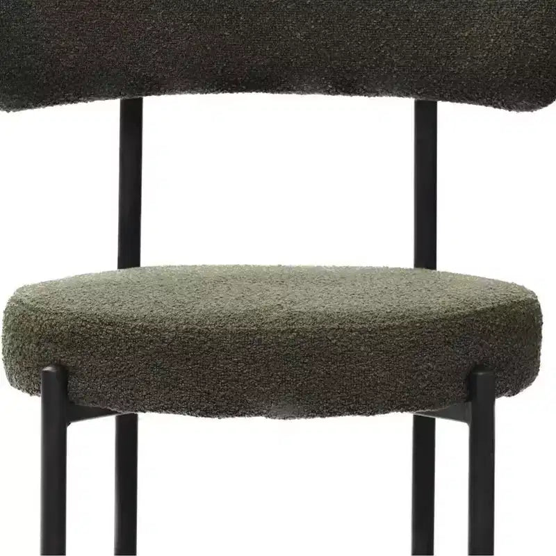 Set di 2 sedie da pranzo in bouclé, schienale curvo e seduta rotonda imbottita in stile Mid-Century, accoglienti sedie da cucina per soggiorno moderno e appartamento