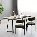 Set di 2 sedie da pranzo in bouclé, schienale curvo e seduta rotonda imbottita in stile Mid-Century, accoglienti sedie da cucina per soggiorno moderno e appartamento