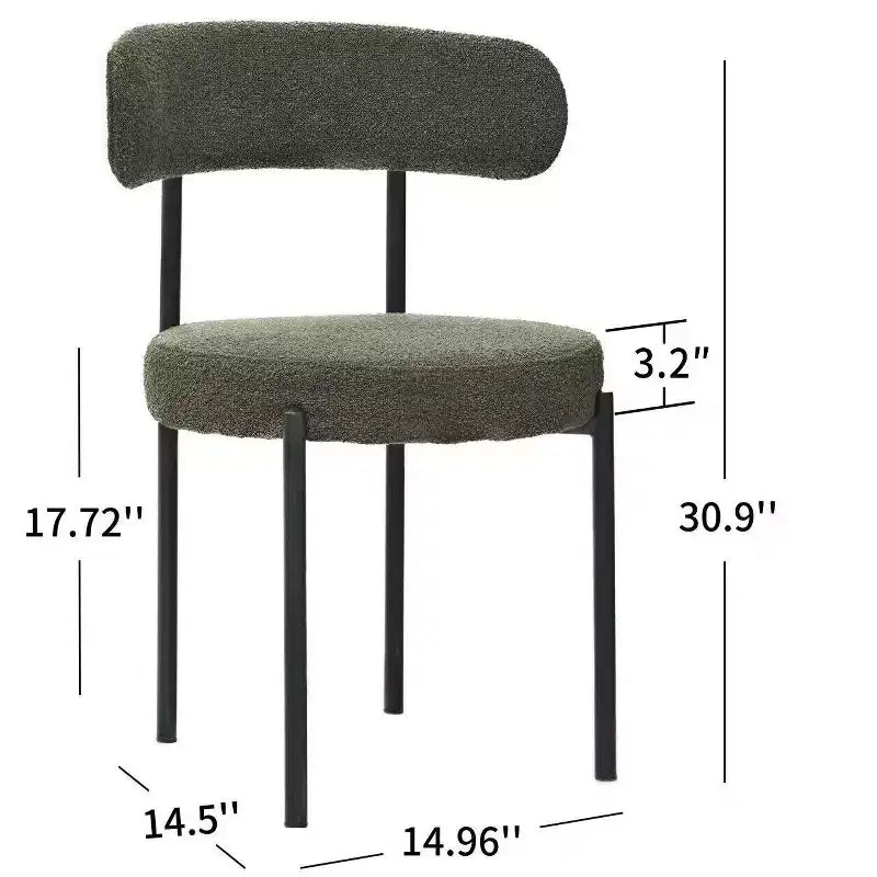 Set di 2 sedie da pranzo in bouclé, schienale curvo e seduta rotonda imbottita in stile Mid-Century, accoglienti sedie da cucina per soggiorno moderno e appartamento