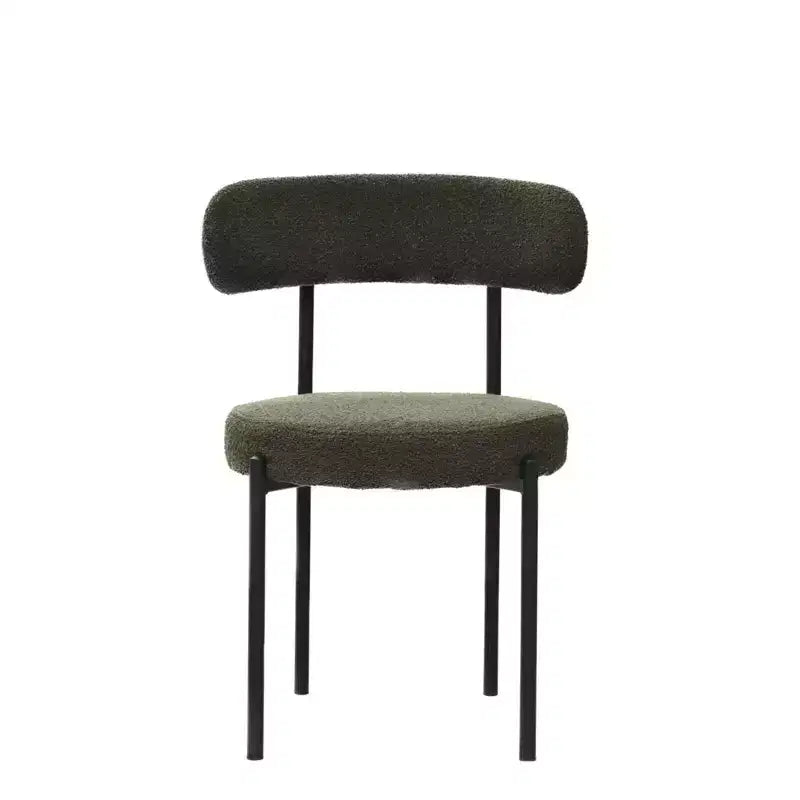 Set di 2 sedie da pranzo in bouclé, schienale curvo e seduta rotonda imbottita in stile Mid-Century, accoglienti sedie da cucina per soggiorno moderno e appartamento