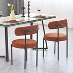 Set di 2 sedie da pranzo in bouclé, schienale curvo e seduta rotonda imbottita in stile Mid-Century, accoglienti sedie da cucina per soggiorno moderno e appartamento