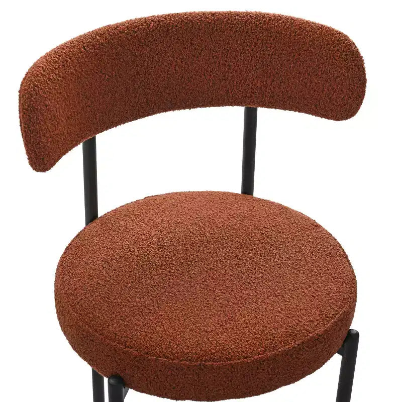 Set di 2 sedie da pranzo in bouclé, schienale curvo e seduta rotonda imbottita in stile Mid-Century, accoglienti sedie da cucina per soggiorno moderno e appartamento