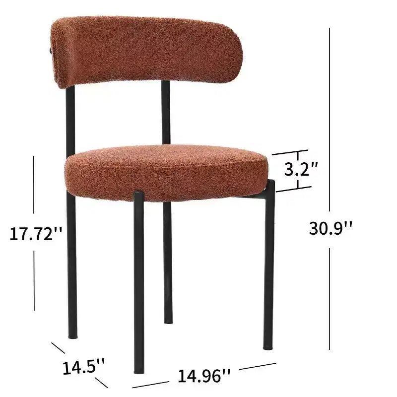 Set di 2 sedie da pranzo in bouclé, schienale curvo e seduta rotonda imbottita in stile Mid-Century, accoglienti sedie da cucina per soggiorno moderno e appartamento