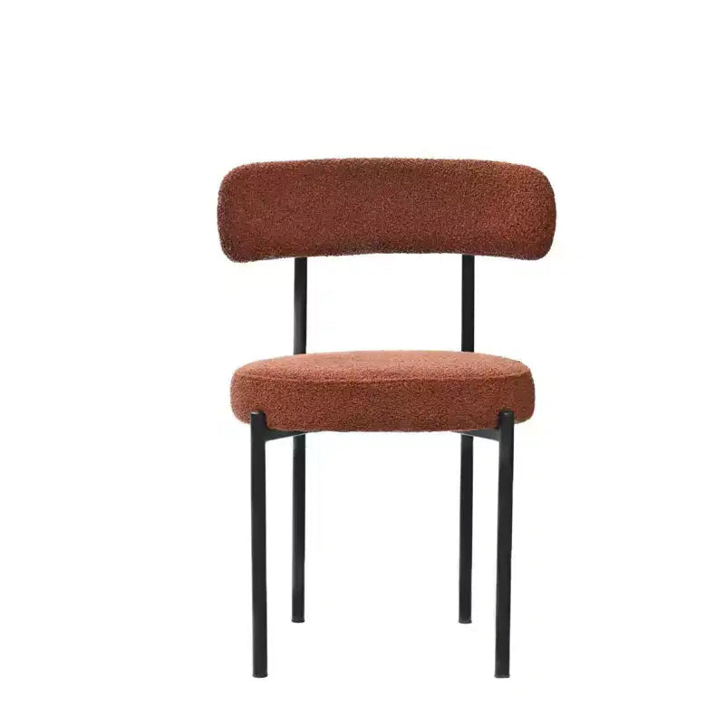 Set di 2 sedie da pranzo in bouclé, schienale curvo e seduta rotonda imbottita in stile Mid-Century, accoglienti sedie da cucina per soggiorno moderno e appartamento