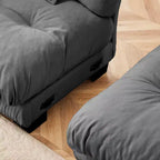 Divano a L a 4 posti per soggiorno, comodo divano Cloud con pouf convertibile, in ciniglia, colore caffè chiaro