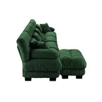 Divano a L a 4 posti per soggiorno, comodo divano Cloud con pouf convertibile, in ciniglia, colore caffè chiaro