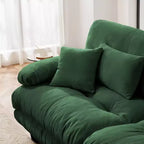 Divano a L a 4 posti per soggiorno, comodo divano Cloud con pouf convertibile, in ciniglia, colore caffè chiaro
