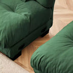 Divano a L a 4 posti per soggiorno, comodo divano Cloud con pouf convertibile, in ciniglia, colore caffè chiaro