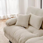 Divano a L a 4 posti per soggiorno, comodo divano Cloud con pouf convertibile, in ciniglia, colore caffè chiaro