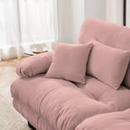 Divano a L a 4 posti per soggiorno, comodo divano Cloud con pouf convertibile, in ciniglia, colore caffè chiaro