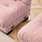 Divano a L a 4 posti per soggiorno, comodo divano Cloud con pouf convertibile, in ciniglia, colore caffè chiaro