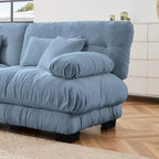 Divano a L a 4 posti per soggiorno, comodo divano Cloud con pouf convertibile, in ciniglia, colore caffè chiaro