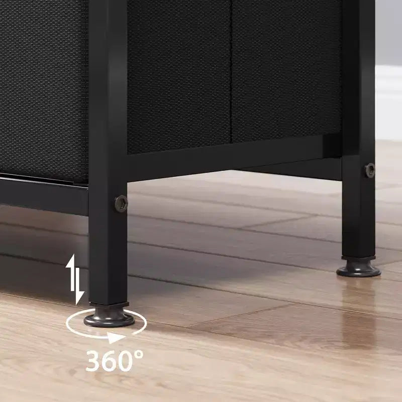 Mobile porta TV con 2 cassetti in tessuto per TV 55 pollici Centro di intrattenimento con armadietti portaoggetti Console multimediale con ripiano aperto Mobile da intrattenimento