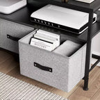 Mobile porta TV con 2 cassetti in tessuto per TV 55 pollici Centro di intrattenimento con armadietti portaoggetti Console multimediale con ripiano aperto Mobile da intrattenimento