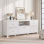 70 inch Wide Contemporary TV Media Stand with 6 Storage Drawer for TVs up to 80 inches for the Living Room & Entertainment Center