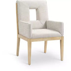 Meridian Furniture,Gwendolyn Cream Linen Textured Fabric Dining Arm Chair