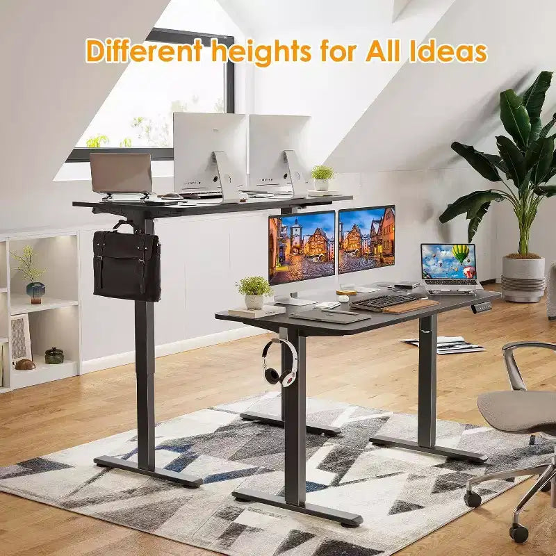 Scrivania elettrica regolabile in altezza 48 x 24 pollici, con piano nero, per computer, per ufficio o casa