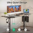 Scrivania elettrica regolabile in altezza 48 x 24 pollici, con piano nero, per computer, per ufficio o casa