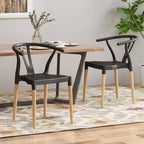 Set di 2 sedie moderne da pranzo, sedie da sala da pranzo in tessuto, sedie laterali imbottite da cucina con schienale curvo e struttura in metallo