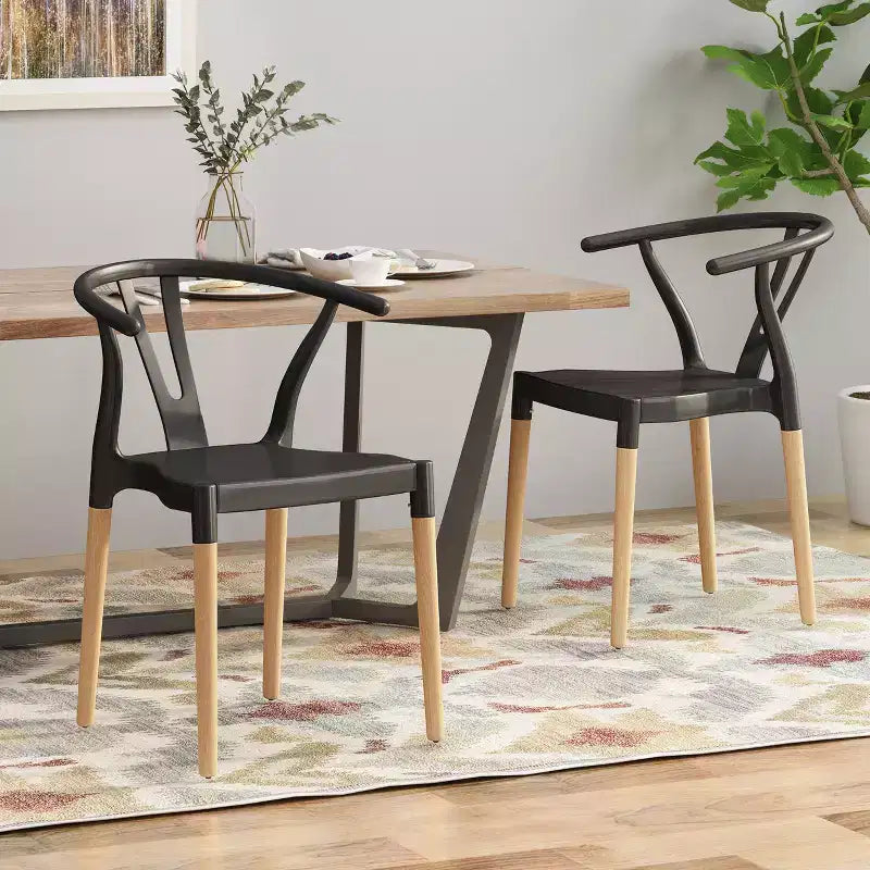 Set di 2 sedie moderne da pranzo, sedie da sala da pranzo in tessuto, sedie laterali imbottite da cucina con schienale curvo e struttura in metallo