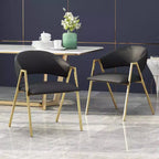 Set di 2 sedie moderne da pranzo, sedie da sala da pranzo in tessuto, sedie laterali imbottite da cucina con schienale curvo e struttura in metallo