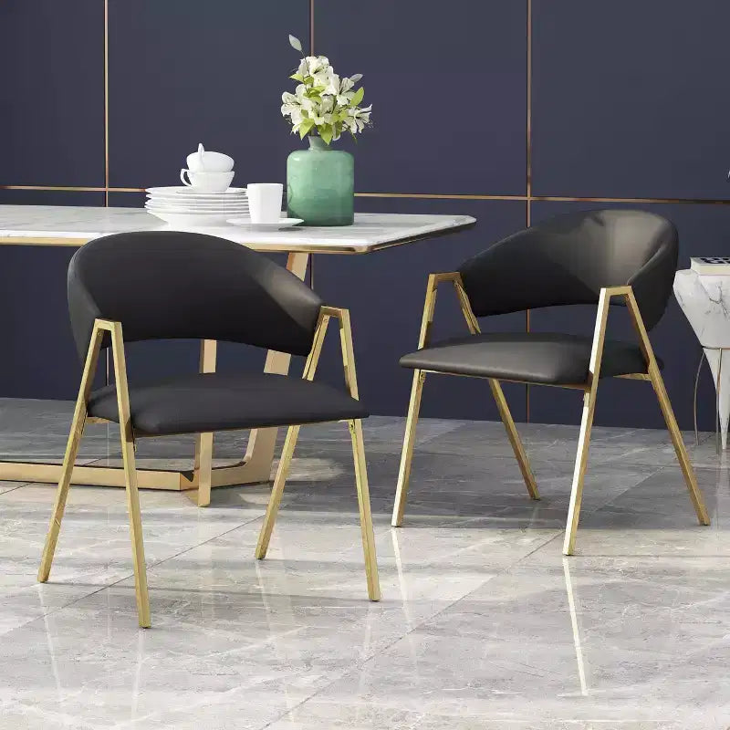 Set di 2 sedie moderne da pranzo, sedie da sala da pranzo in tessuto, sedie laterali imbottite da cucina con schienale curvo e struttura in metallo